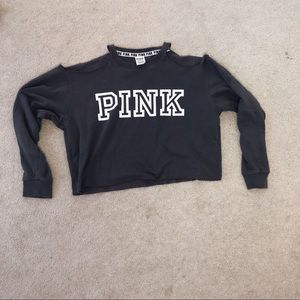 cropped pink crewneck